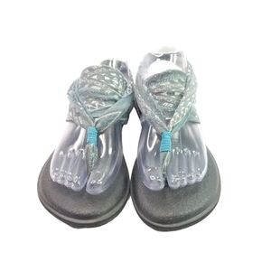 Sanuk blue tribal yoga thong sandals 7